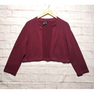 VTG Freedini‎ Angora Wool Blend Cropped Cardigan Sweater Womens XL Wine Topper